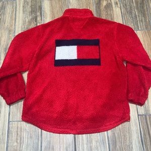 Tommy Hilfiger fleece sweater logo Y2K large